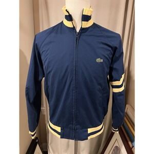izod lacoste Vintage 80s Jacket Men's‎ Small Navy Blue And Pale Yellow Full Zip